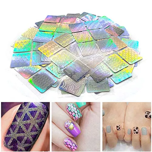 144 Pieces 72 Designs Nail Vinyl Stencils Nail Decoration Stickers Set 24 Sheets Reusable Nail Art Design DIY Decoration Fake Nail Natural Nails