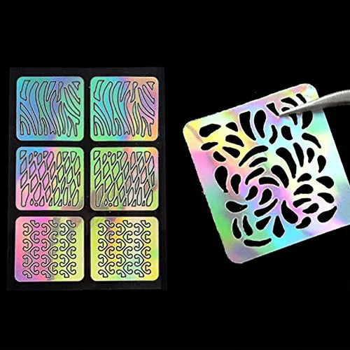 144 Pieces 72 Designs Nail Vinyl Stencils Nail Decoration Stickers Set 24 Sheets Reusable Nail Art Design DIY Decoration Fake Nail Natural Nails