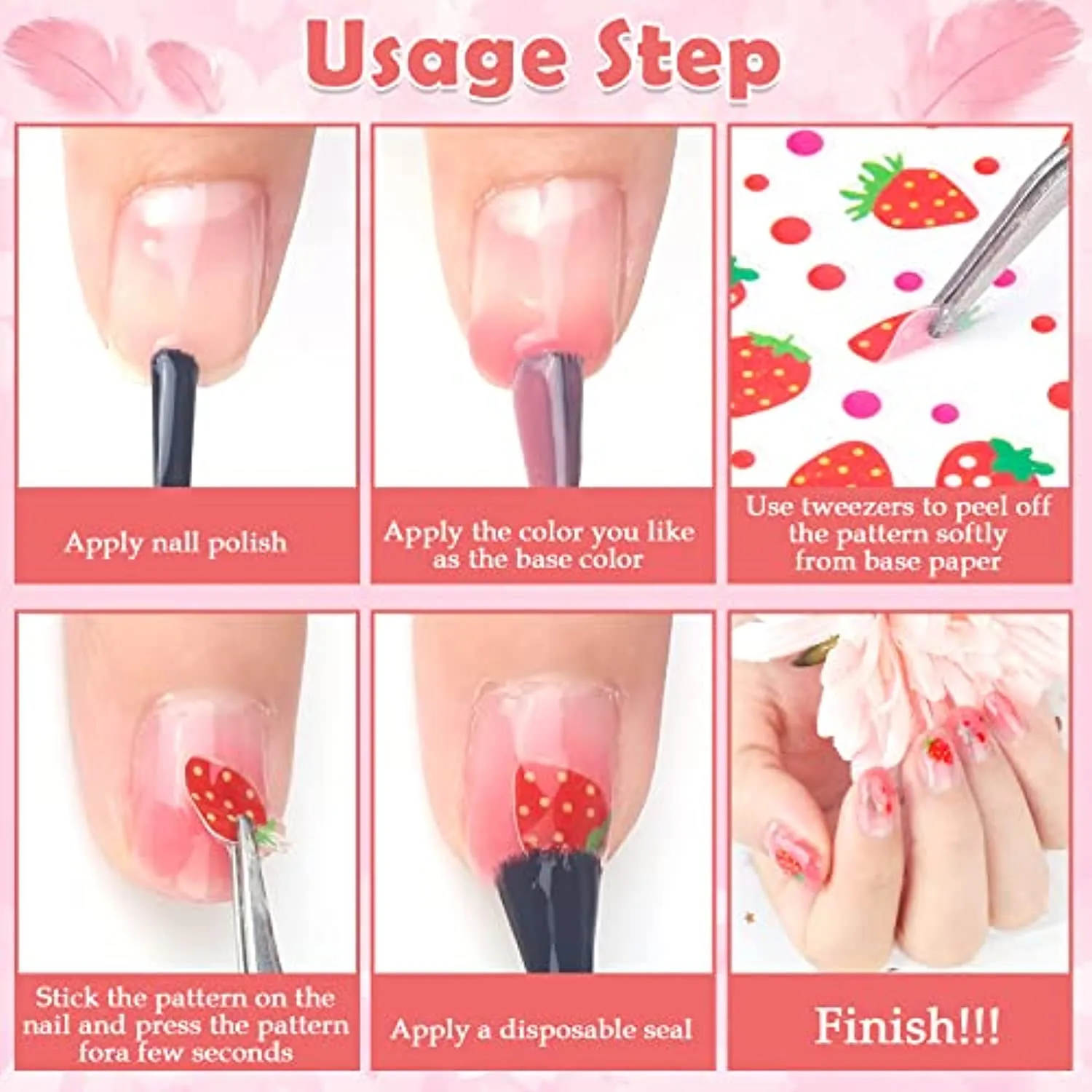 20 Sheets Nail Stickers for Girls and Women, Shynek Kids Nail Art Sticker Cute 3D Self-Adhesive Nail Kit Stickers Flowers Nail Decals for Kids Party Favors Gift for Girl Ages 7- 12