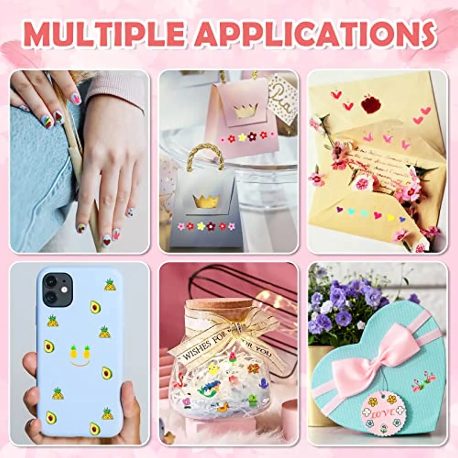 20 Sheets Nail Stickers for Girls and Women, Shynek Kids Nail Art Sticker Cute 3D Self-Adhesive Nail Kit Stickers Flowers Nail Decals for Kids Party Favors Gift for Girl Ages 7- 12