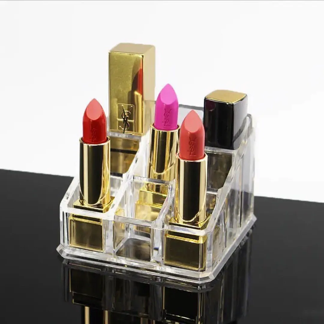 9 Grid Acrylic Lipstick Organizer Case Transparent Lipstick Display Stand Makeup Cosmetic Storage Box