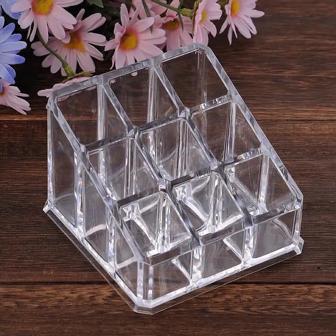 9 Grid Acrylic Lipstick Organizer Case Transparent Lipstick Display Stand Makeup Cosmetic Storage Box