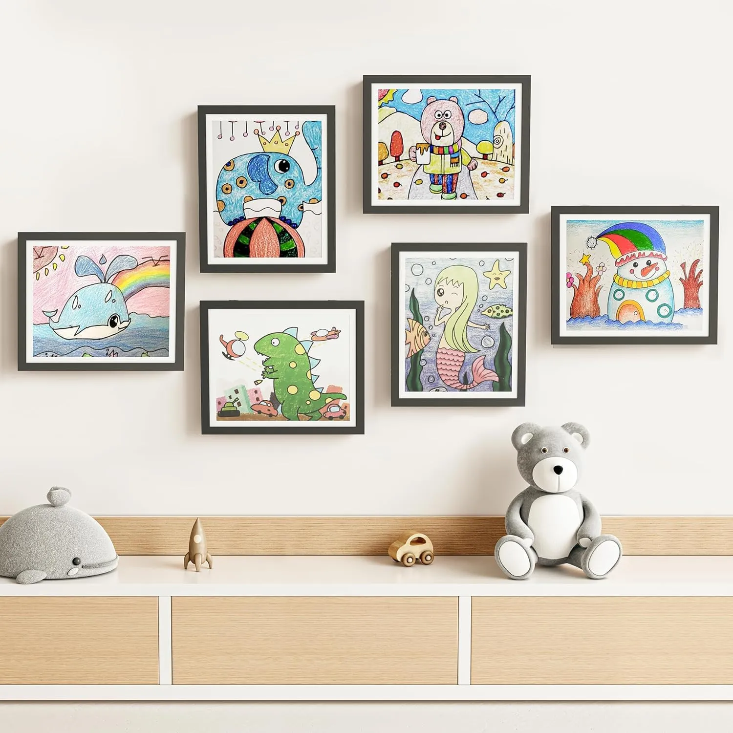 ABOUT SPACE Kids Artwork Picture Frame-Front Opening Gallery Style Horizontal Vertical A4 Photo Frame with Shatter Resistant Glass for Wall with Storage & Wall Hook - Holds 110 Pcs (Black-10" x 13.5")