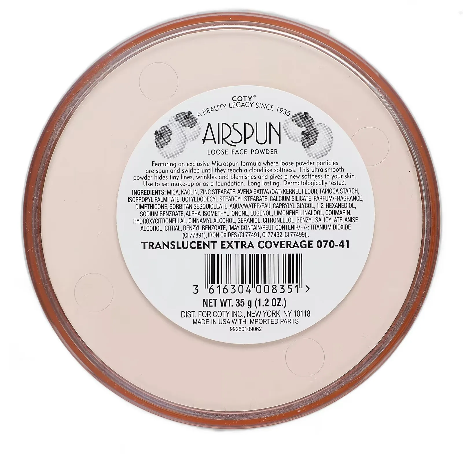 Airspun face powder loose translucent additional coverage 070-41, 35 g