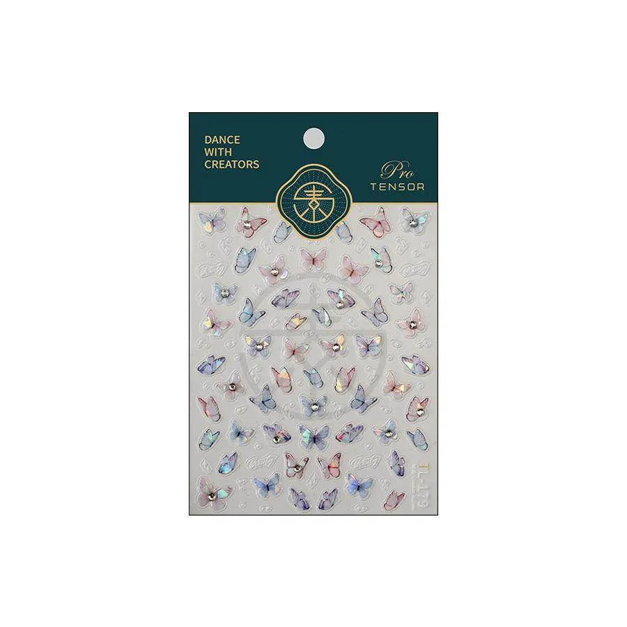 Aurora Shell Light Nail Art Stickers Adhesive Watercolor Butterfly Sticker Decals TL179