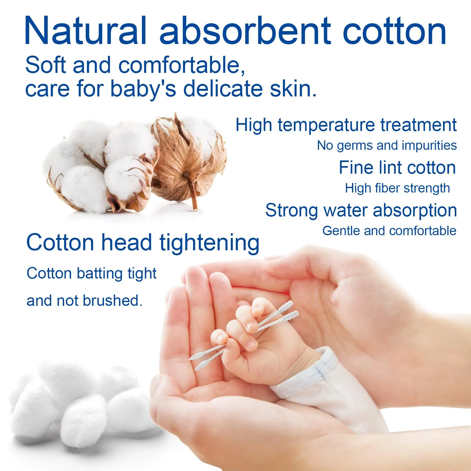 Baby Cotton Swabs, Paper Sticks Cotton Buds for Baby Ear Nose Clean-200Pcs(Spiral and Pointed) Baby200Pcs