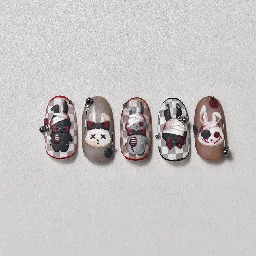 Bandage Rabbit Nail Art Stickers Adhesive Shoelace Embossed Sticker Decals to3349