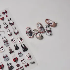Bandage Rabbit Nail Art Stickers Adhesive Shoelace Embossed Sticker Decals to3349