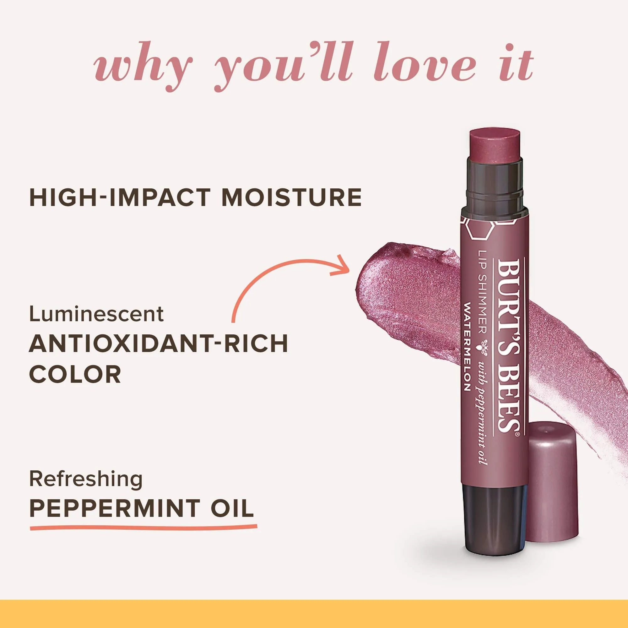 Burt's Bees 100% Natural Lip Shimmer, Watermelon, 1 Count
