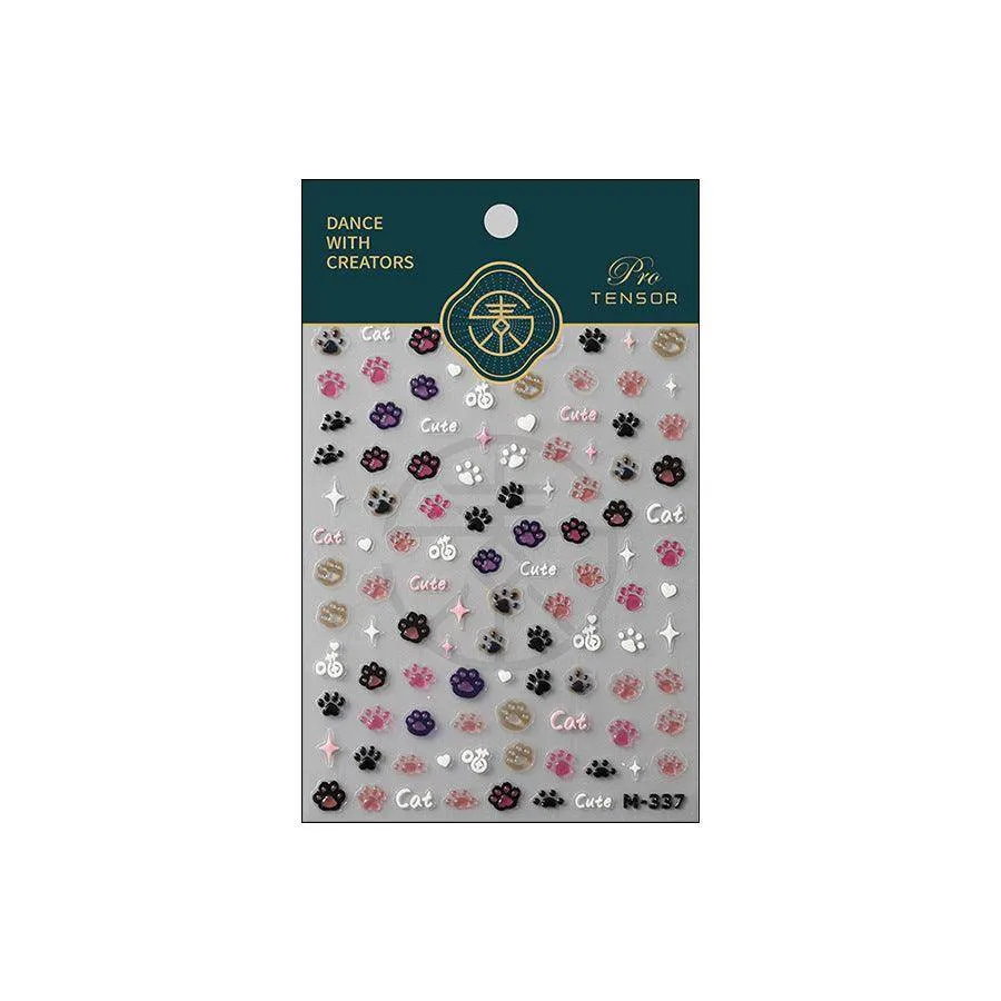 Cartoon Claw Nail Art Stickers Adhesive Embossed Cute Paw Sticker DecalsTS3660