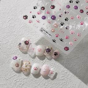 Cartoon Claw Nail Art Stickers Adhesive Embossed Cute Paw Sticker DecalsTS3660