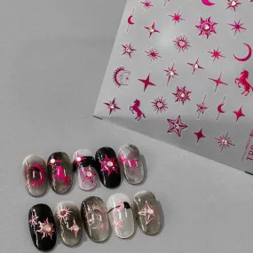 Celestial Body Nail Art Stickers Adhesive Sliders Star Moon Sun With Rhinestones Sticker Decals