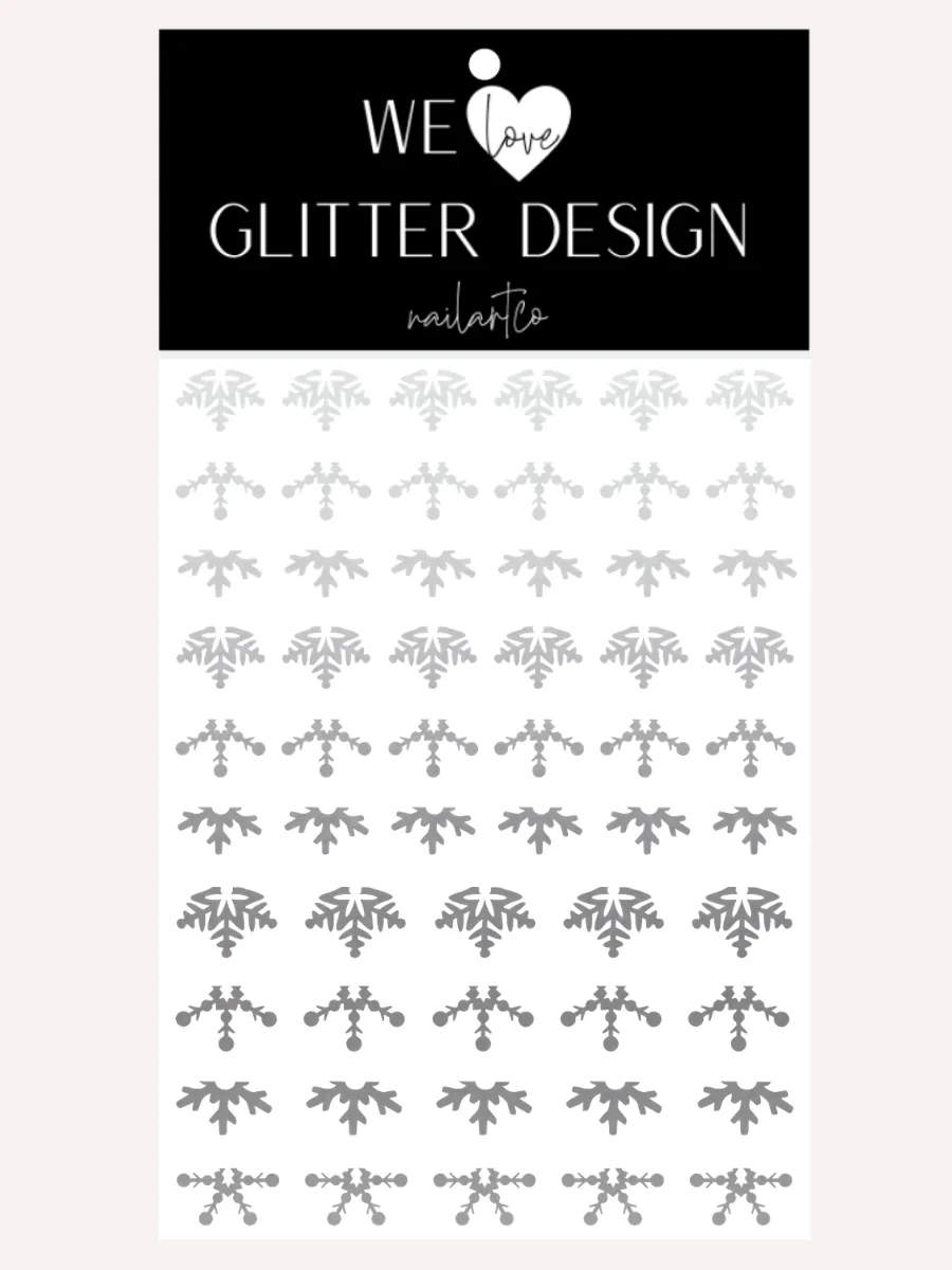 Cuticle Snowflakes (DESIGN 1) Nail Decal | Silver Shimmer