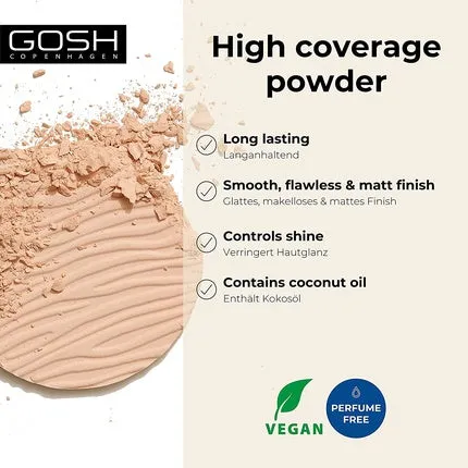 Dextreme High Coverage Vegan Powder for All Skin Types 004 Natural, Gosh