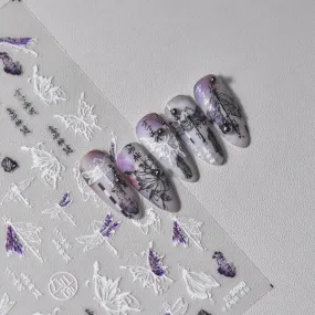 Dragonfly Cicada Nail Art Stickers Adhesive Embossed Butterfly Animals Sticker Decals to3089