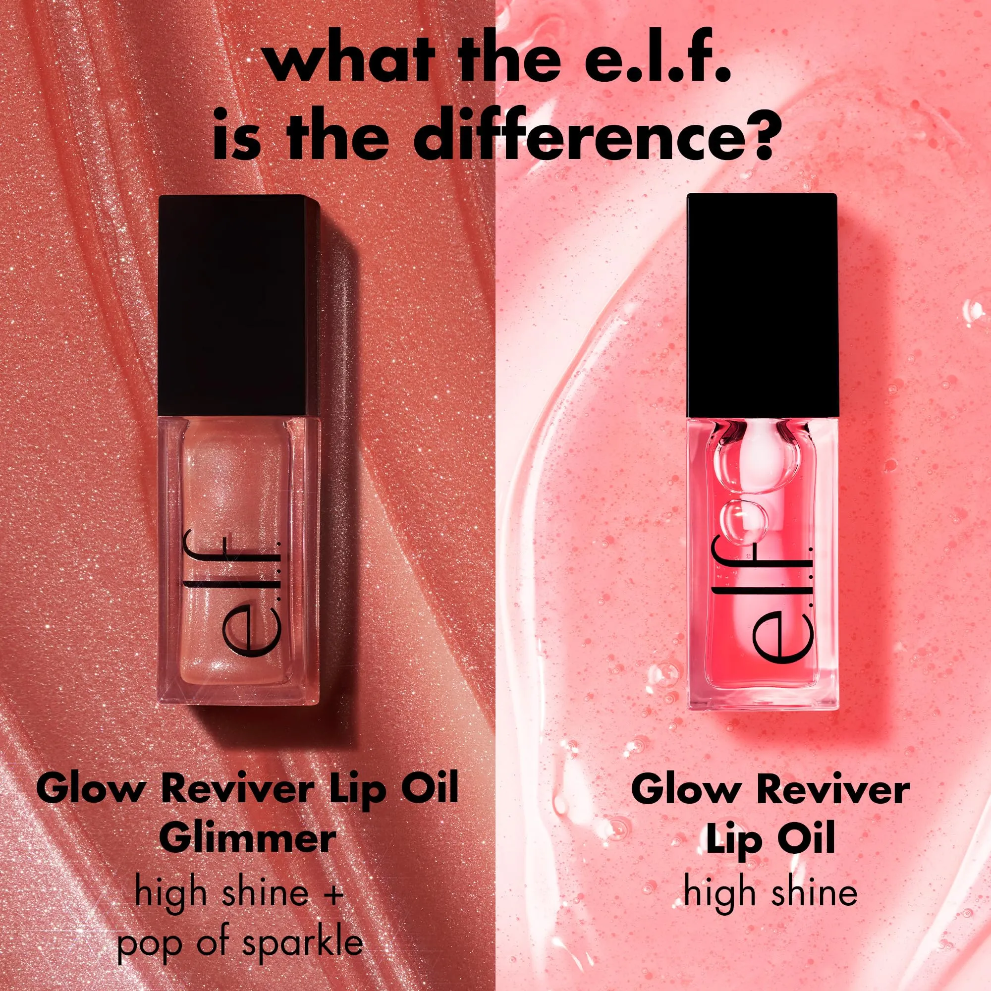 e.l.f. Glow Reviver Lip Oil, Nourishing and Hydrating with High-Shine Glimmer Finish & Sheer Wash Of Color, Minty Scent, Non-Sticky, Vegan & Cruelty-free, Super-Neutral