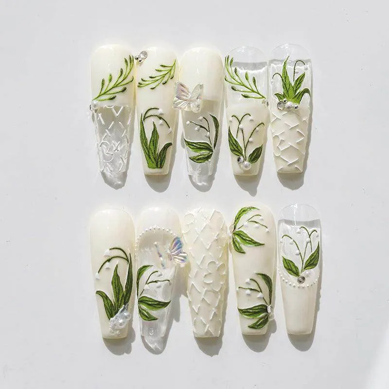 Flower Nail Art Stickers Adhesive Slider Convallaria Majalis Sticker Decals