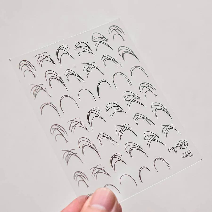 French Line Nail Art Stickers Adhesive Bending Line Embossed Sticker Decals to3007