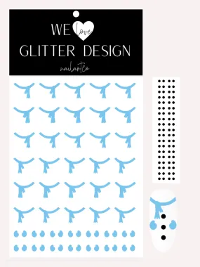 Full Nail Snowman Nail Decal | Ice Blue