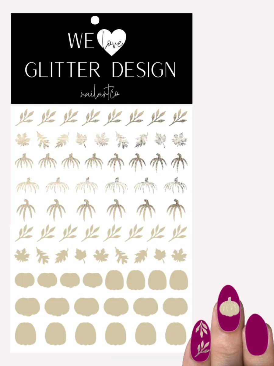 Glam Pumpkin Nail Decal | Champagne Gold Metal Textured // Beige