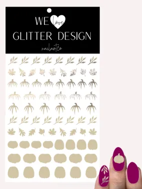 Glam Pumpkin Nail Decal | Champagne Gold Metal Textured // Beige