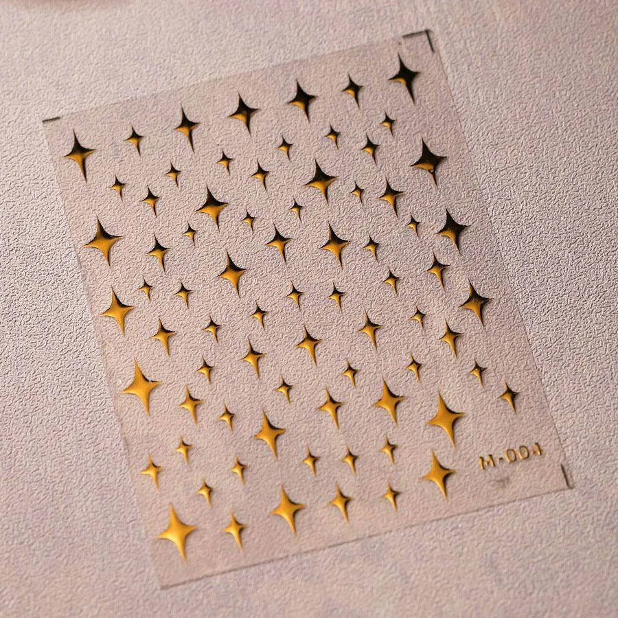 Gold Star Nail Art Stickers Metal  Star Adhesive Embossed Sticker Decals M004