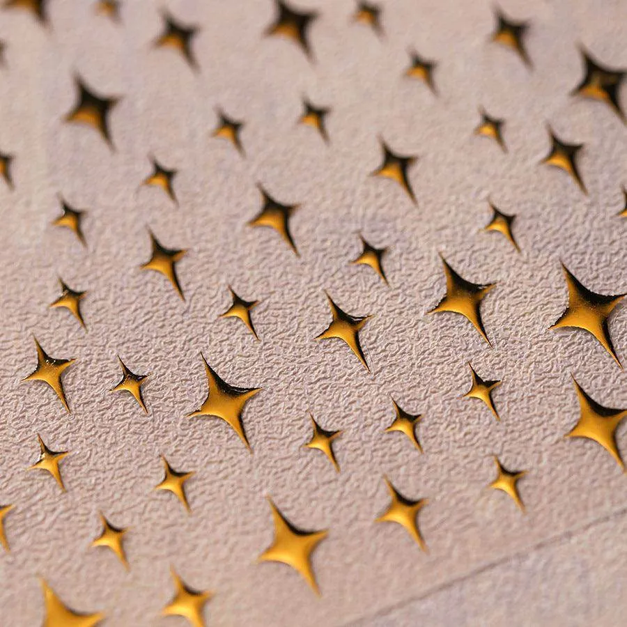 Gold Star Nail Art Stickers Metal  Star Adhesive Embossed Sticker Decals M004