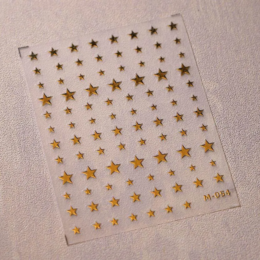 Gold Star Nail Art Stickers Metal  Star Adhesive Embossed Sticker Decals M004