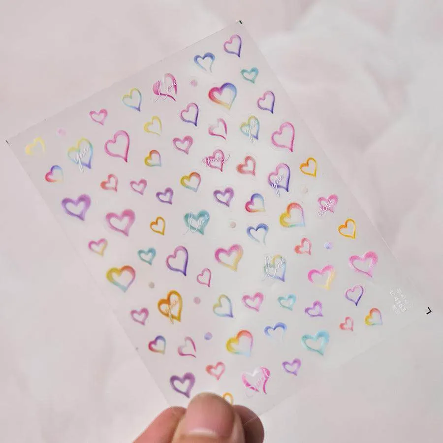 Gradient Love Nail Art Stickers Heart Adhesive Embossed Sticker Decals to4183