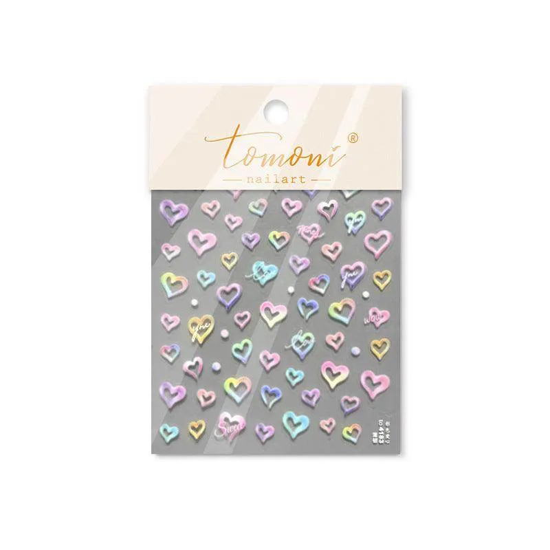 Gradient Love Nail Art Stickers Heart Adhesive Embossed Sticker Decals to4183