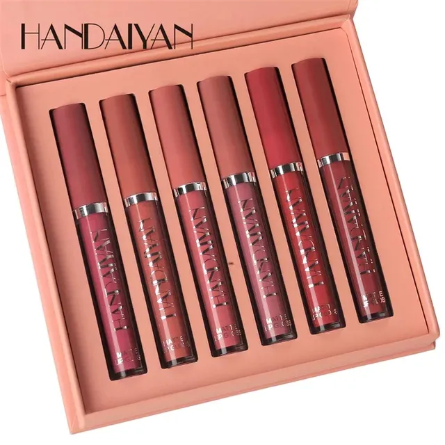 HANDAIYAN 6Colors/Sets Matte Liquid Lip Glaze Sets Natural Moisturizer Waterproof Velvet Lip Glosses Makeup TSLM2