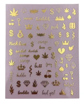 Impressed Authentic 5 Sheets Luxury Nail Art Stickers 500  Gold Customized Nail Decals for Fake Nail Design Decorations and Salon Nails Accessories