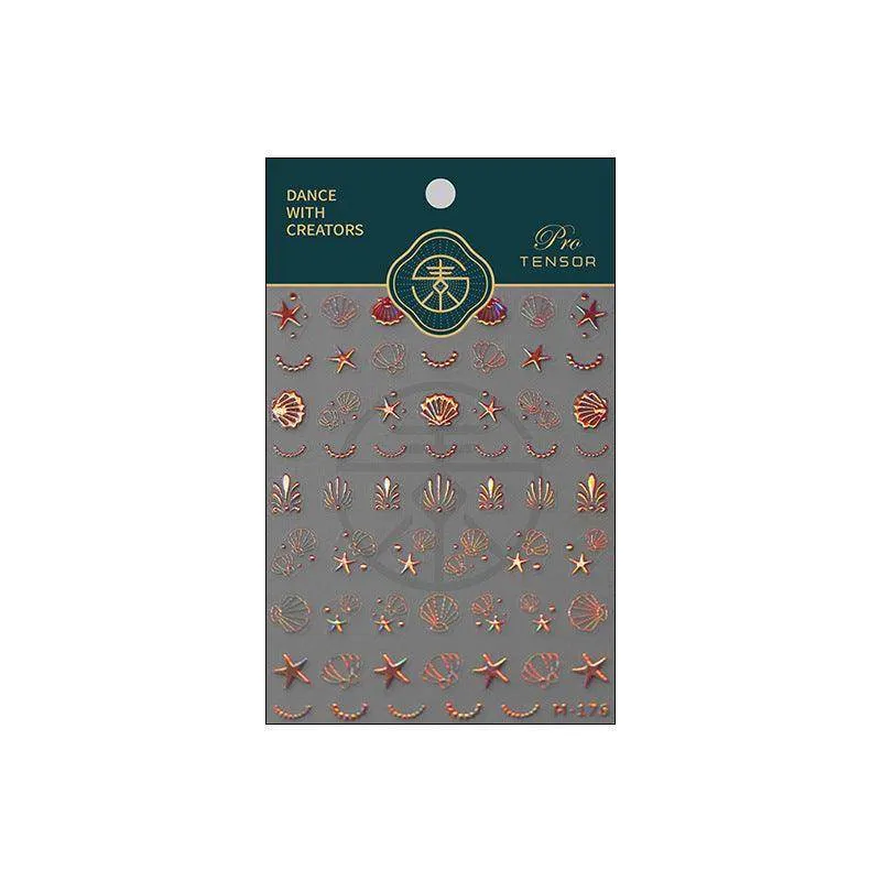 Laser Starfish Nail Art Stickers Adhesive Slider Embossed Shell Sea Sticker Decals M176