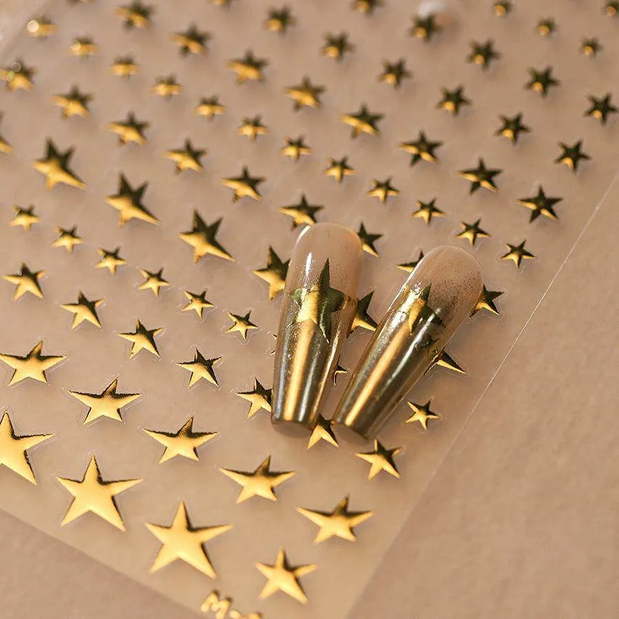 Metal Star Nail Art Stickers Adhesive Gold Star Sticker Decals M417