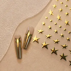 Metal Star Nail Art Stickers Adhesive Gold Star Sticker Decals M417