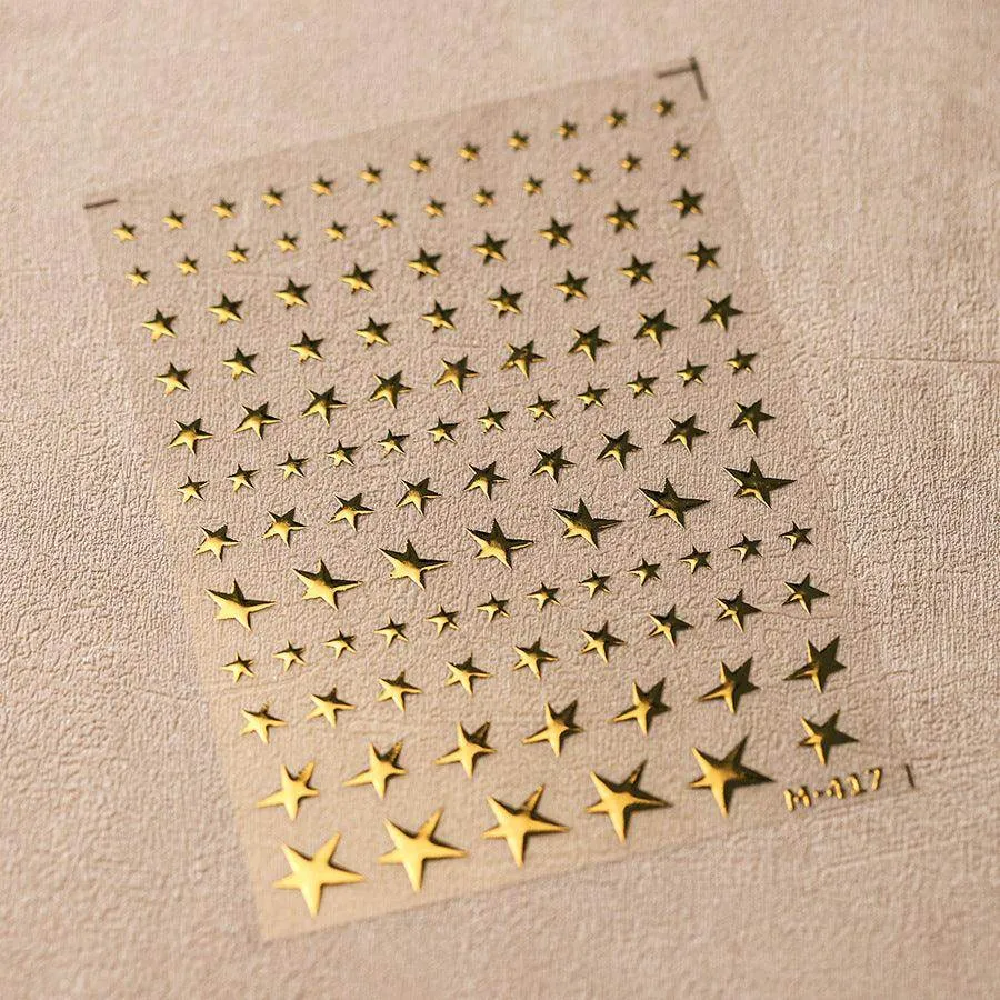 Metal Star Nail Art Stickers Adhesive Gold Star Sticker Decals M417