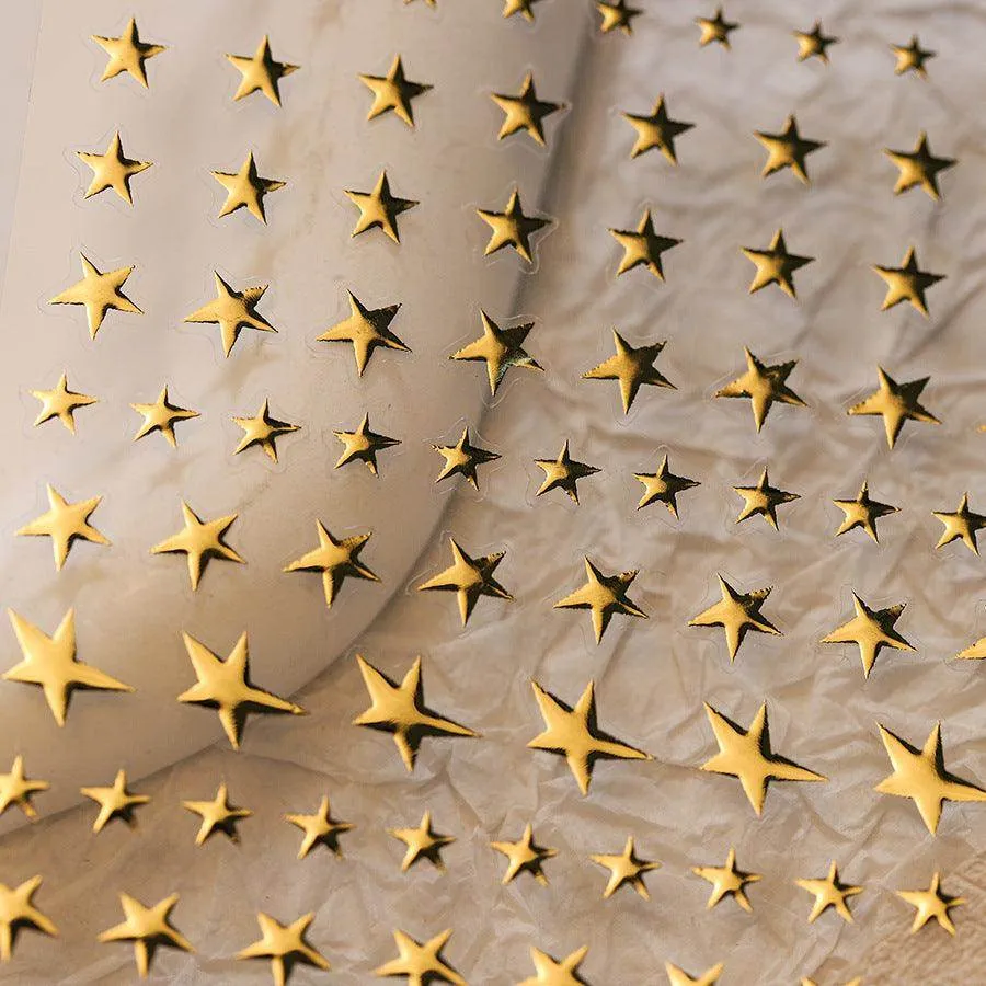 Metal Star Nail Art Stickers Adhesive Gold Star Sticker Decals M417