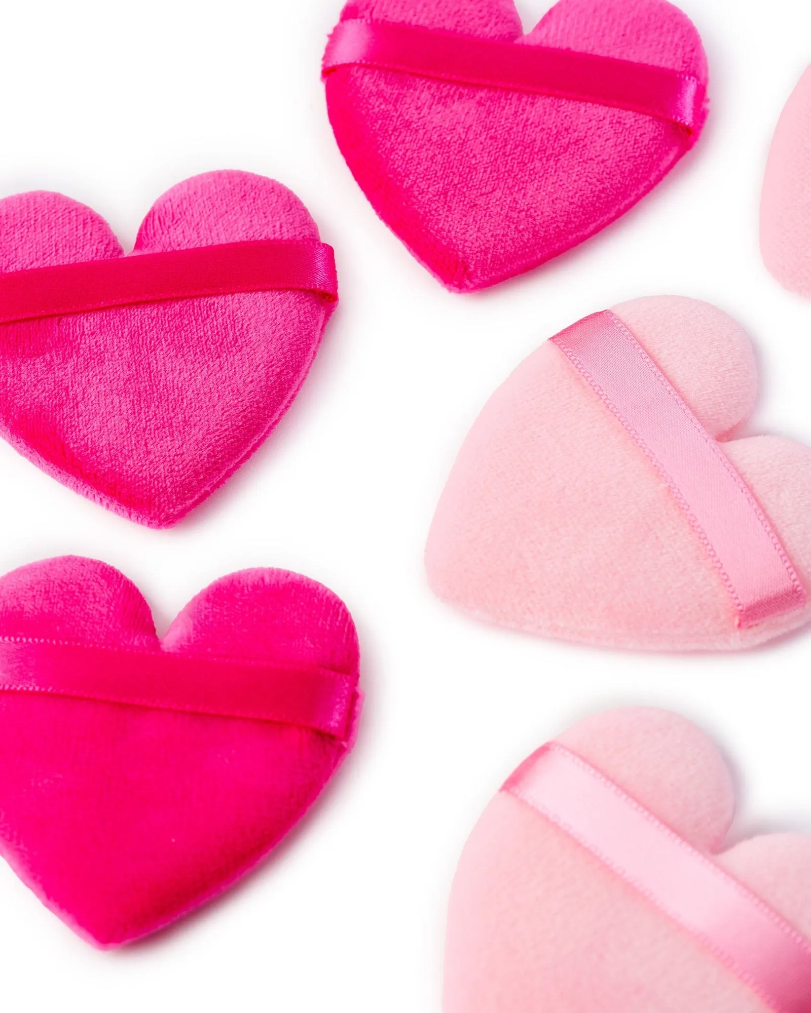 Multi 6 Pack Love Heart Powder Puffs