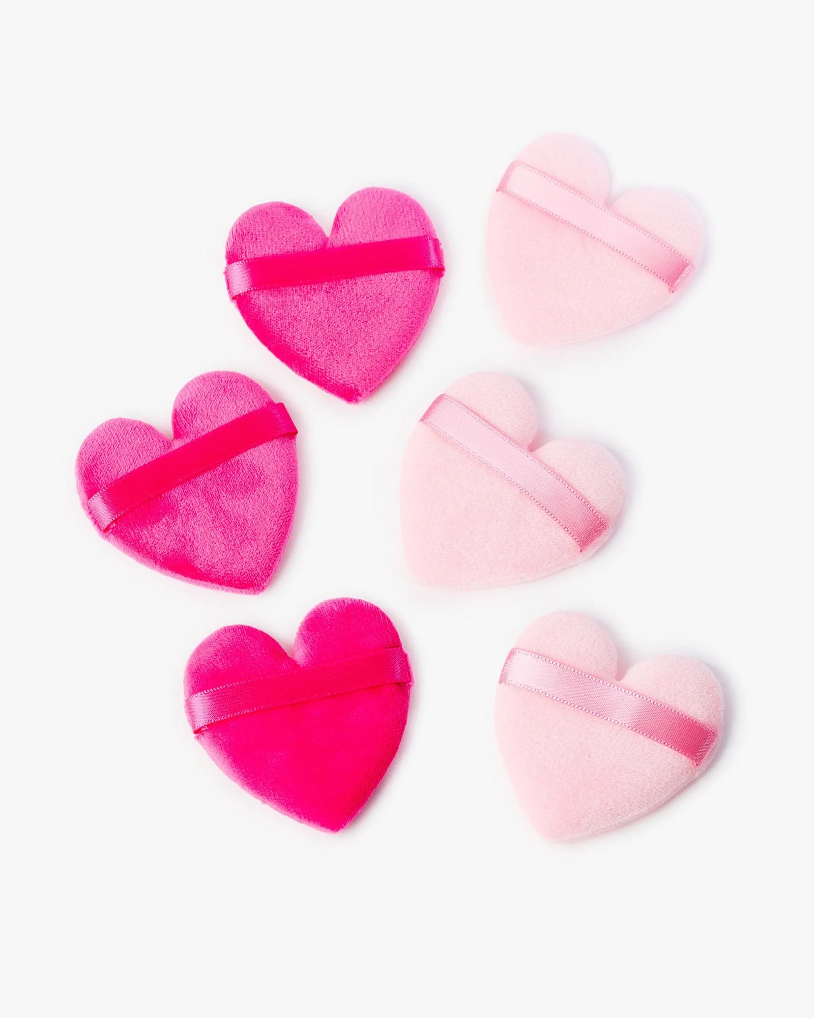 Multi 6 Pack Love Heart Powder Puffs
