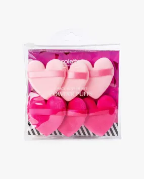 Multi 6 Pack Love Heart Powder Puffs