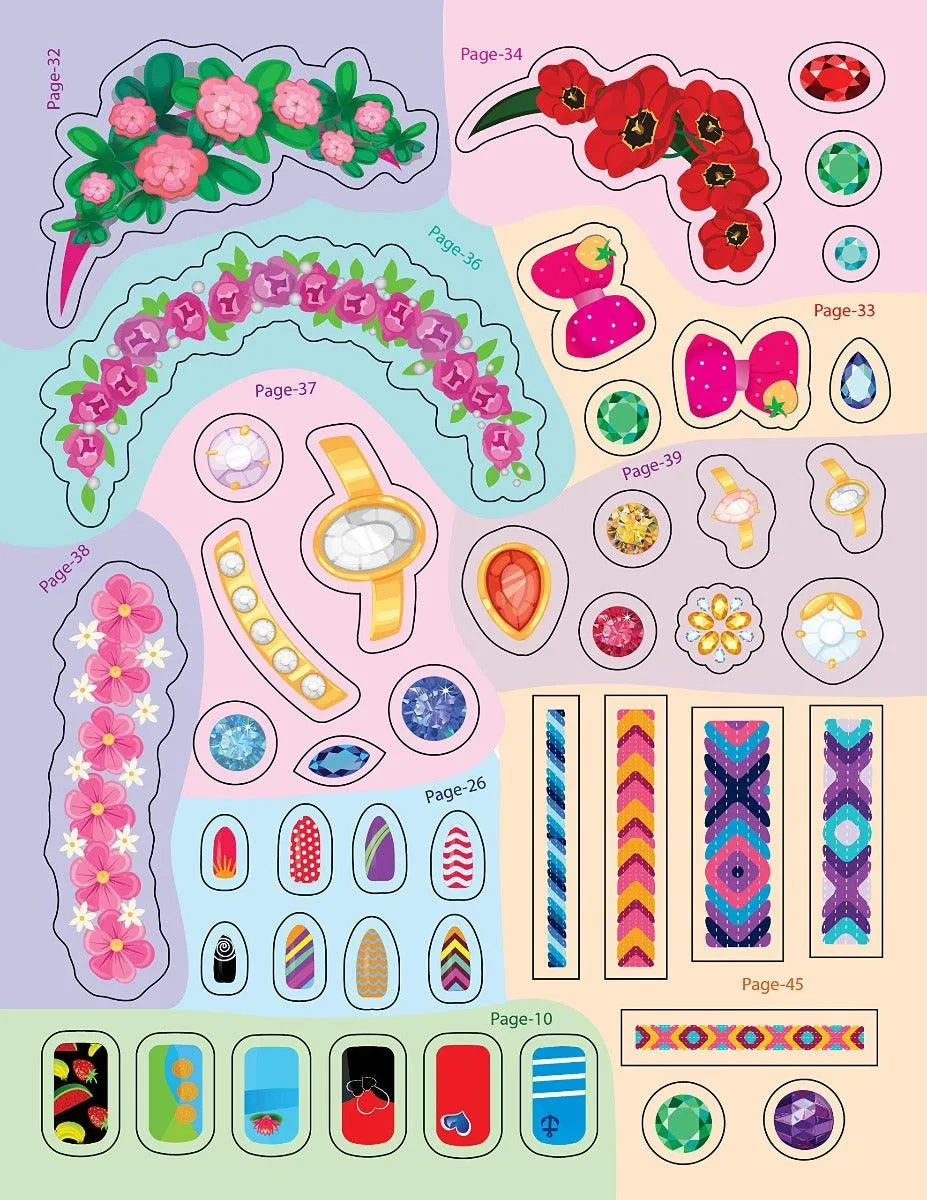 Nail Art and Hair Style- Create and Colour Your Own Nail Art with 150 Glitter Stickers - An Activity Book for Kids Ages 5  (English)