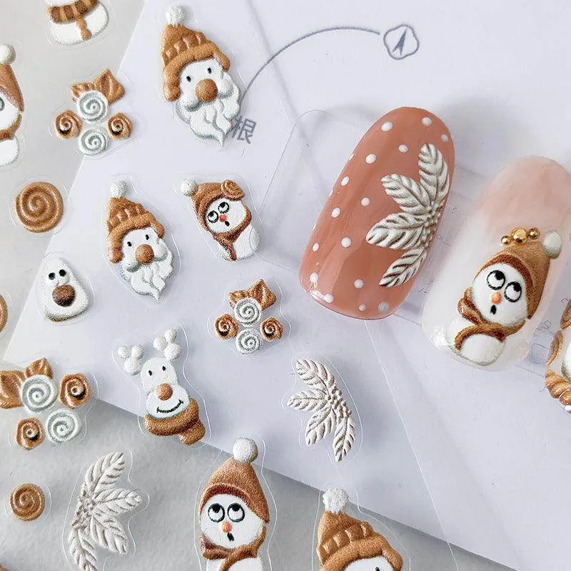 Nail Art Stickers Adhesive Slider Christmas Snowman Sticker Decals