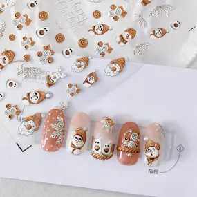 Nail Art Stickers Adhesive Slider Christmas Snowman Sticker Decals