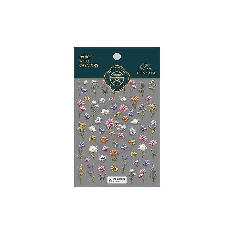 Nail Art Stickers Adhesive Slider Daisy Sunflower Floral Sticker Decals