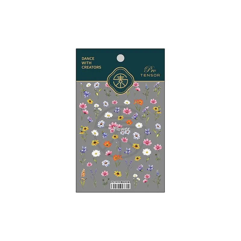 Nail Art Stickers Adhesive Slider Daisy Sunflower Floral Sticker Decals