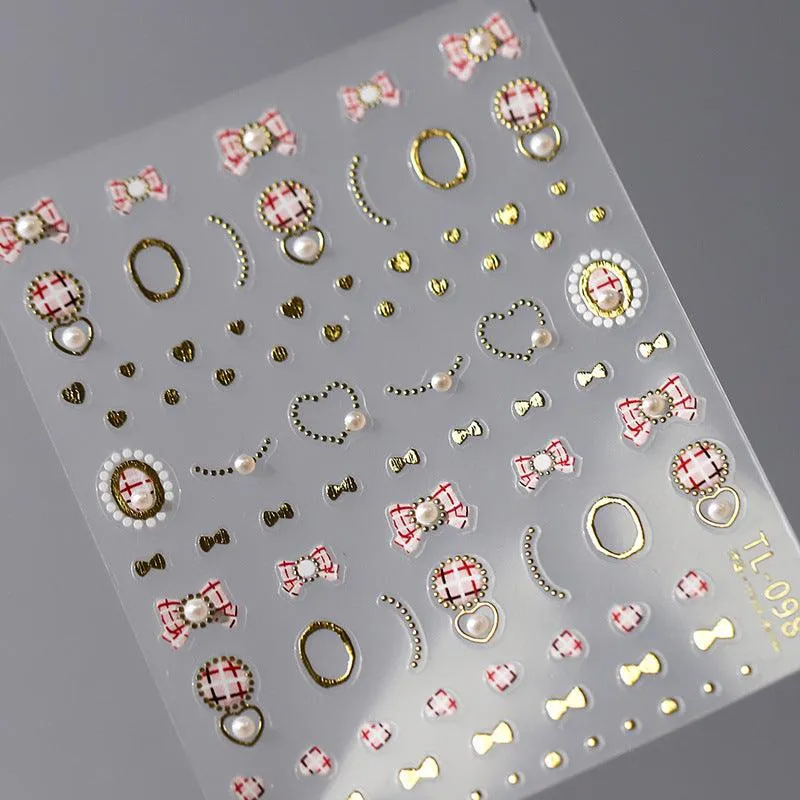 Nail Art Stickers Adhesive Slider Embossed Bowknot Sticker Decals TL098