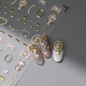 Nail Art Stickers Adhesive Slider Embossed Bowknot Sticker Decals TL098