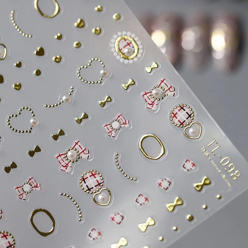 Nail Art Stickers Adhesive Slider Embossed Bowknot Sticker Decals TL098