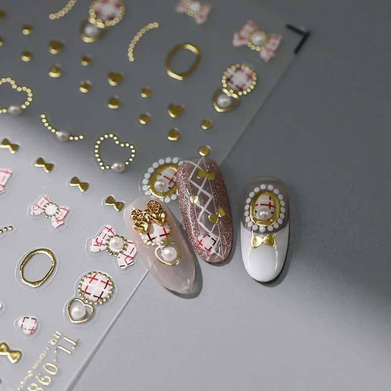 Nail Art Stickers Adhesive Slider Embossed Bowknot Sticker Decals TL098