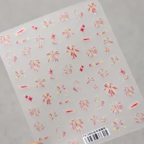 Nail Art Stickers Adhesive Slider Embossed Firework Xmas Sticker Decals TS3465